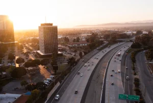 Sunset aerial view of the downtown skyline of Oxnard – Oxnard, cheap car insurance in California.