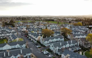 Aerial view of homes and streets in the city of Santa Rosa, California, USA – Santa Rosa, cheap car insurance in California