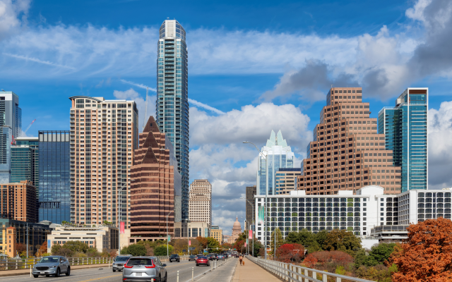 Austin Downtown Skyline in autumn sunny day in Austin, USA – Austin, cheap car insurance in Texas