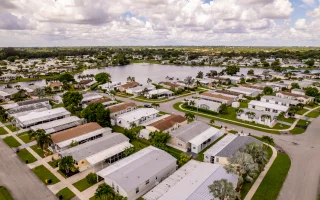 Mobile home community in South Florida USA aerial view.