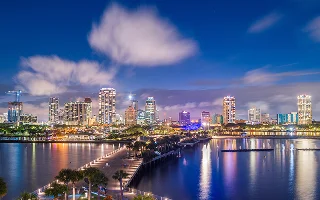 St. Petersburg, Florida, USA downtown city skyline from the pier at night – St. Petersburg, cheap car insurance in Florida