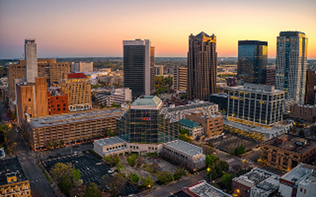 Aerial View of Birmingham, cheap car insurance in Alabama.